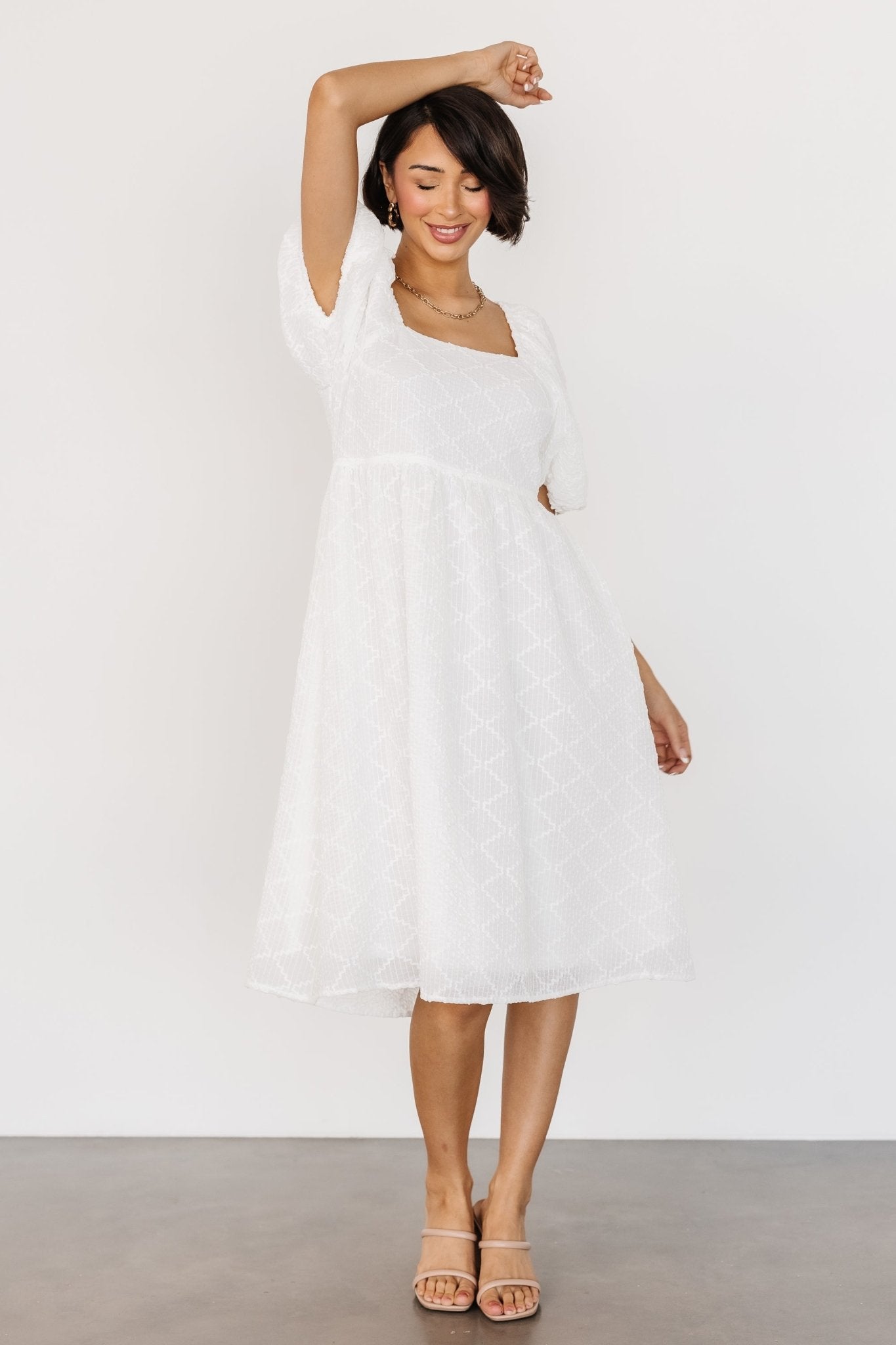 white bubble dress